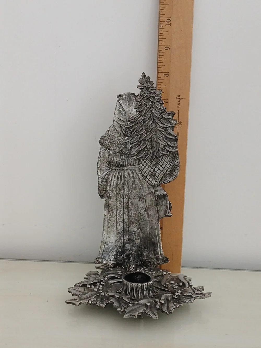 Metzke Pewter OLD WORLD SANTA Father Christmas Taper Candle Holder 8